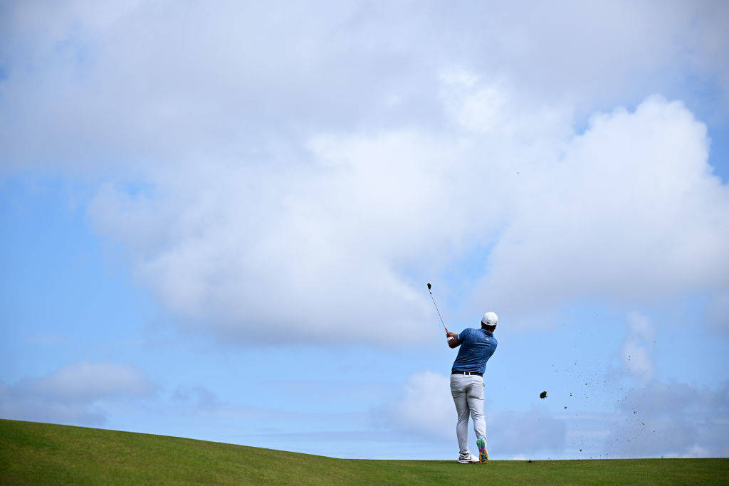Adrian Otaegui's second shot on the 11th hole